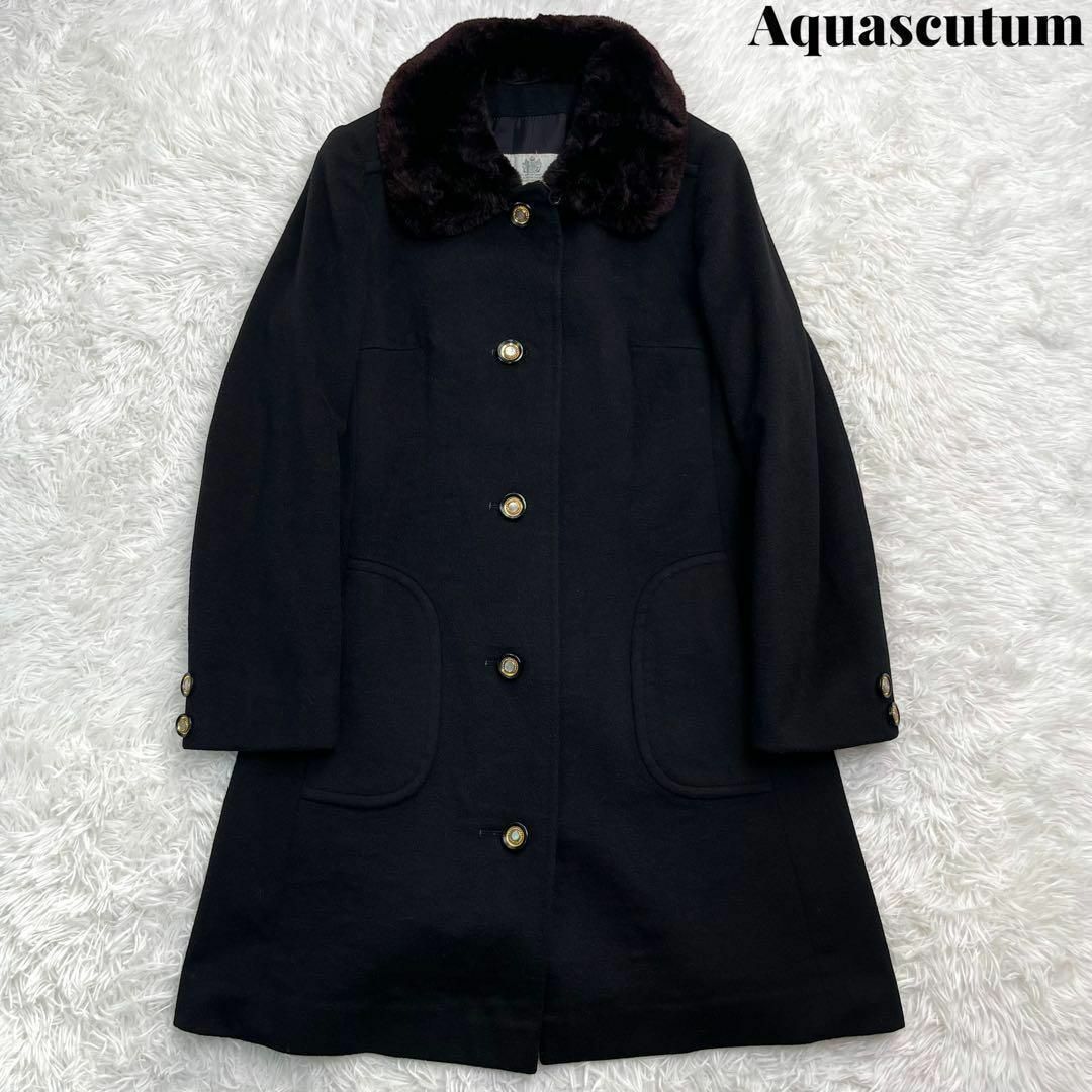 AQUA SCUTUM(アクアスキュータム)のAquascutum アクアスキュータム カシミヤ ウール コート 金ボタン レディースのジャケット/アウター(その他)の商品写真