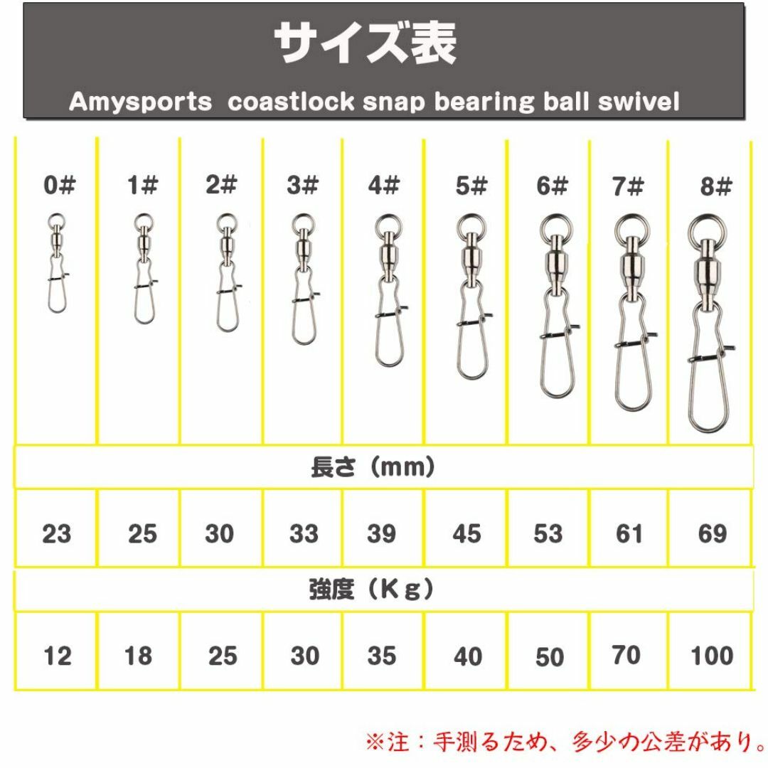 【サイズ:#0 (12kg) 25個】AMYSPORTS 高強度 ステンレス ス スポーツ/アウトドアのフィッシング(その他)の商品写真