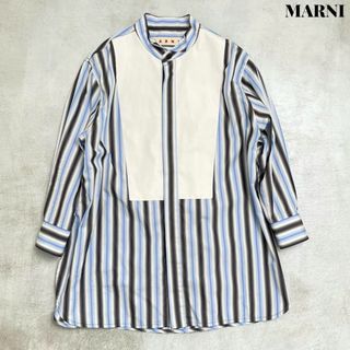 マルニ(Marni)の【美品】MARNI マルニ ストライプ 切替 オーバーサイズ シャツ 36(シャツ/ブラウス(長袖/七分))