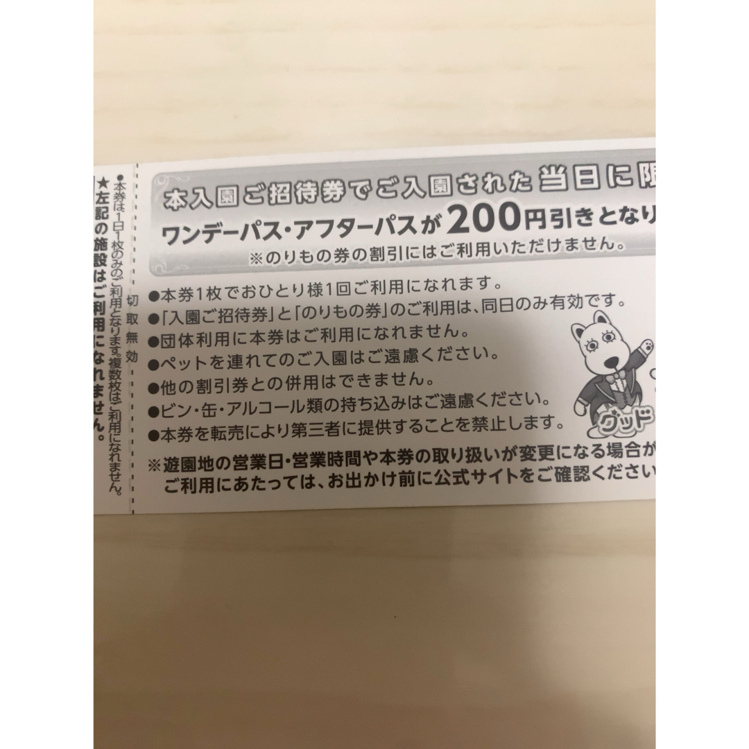 よみうりランド　入場　乗り物1回　6月末まで チケットの施設利用券(遊園地/テーマパーク)の商品写真