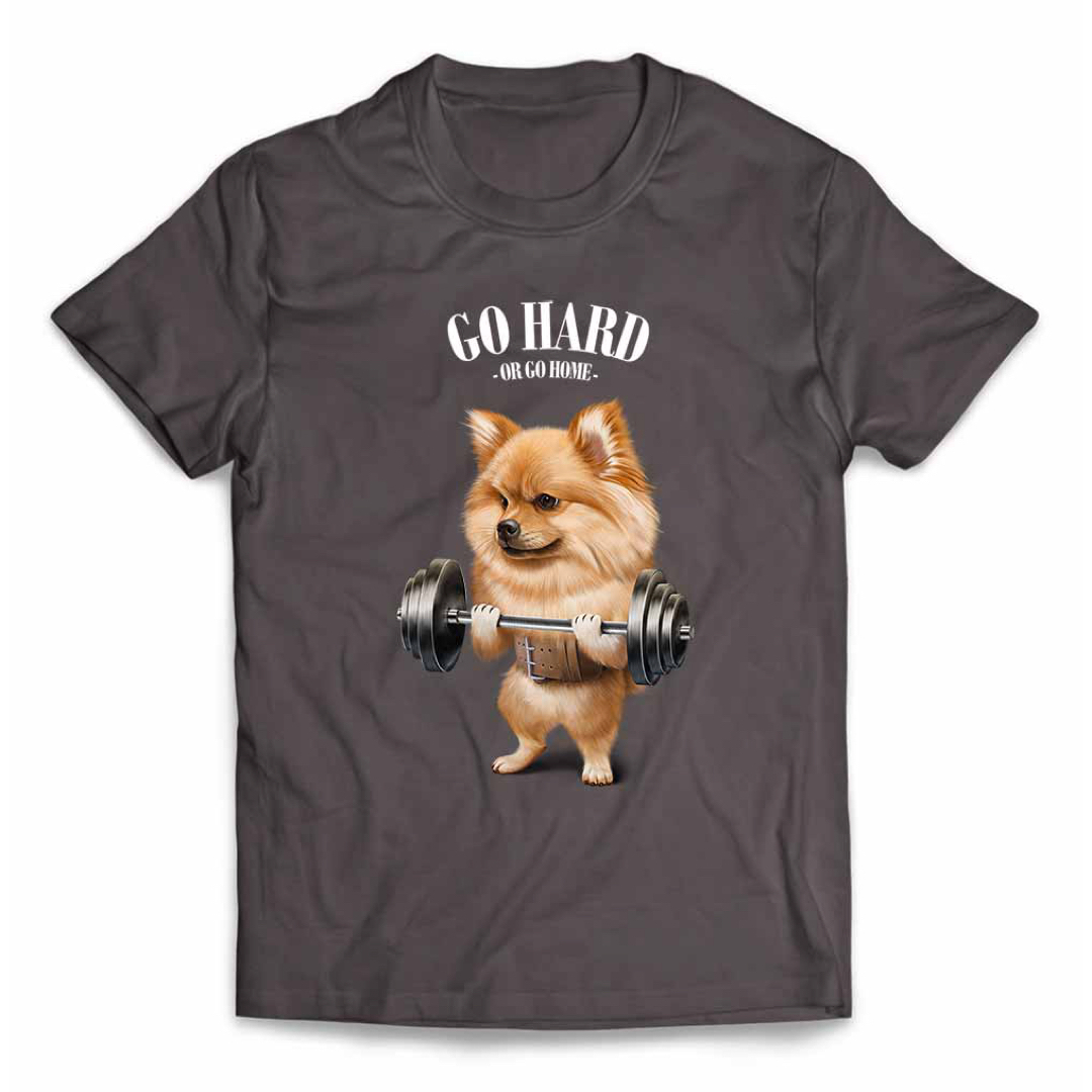 オレンジ ポメラニアン いぬ 犬 筋トレ Tシャツ メンズ レディース キッズ メンズのトップス(Tシャツ/カットソー(半袖/袖なし))の商品写真