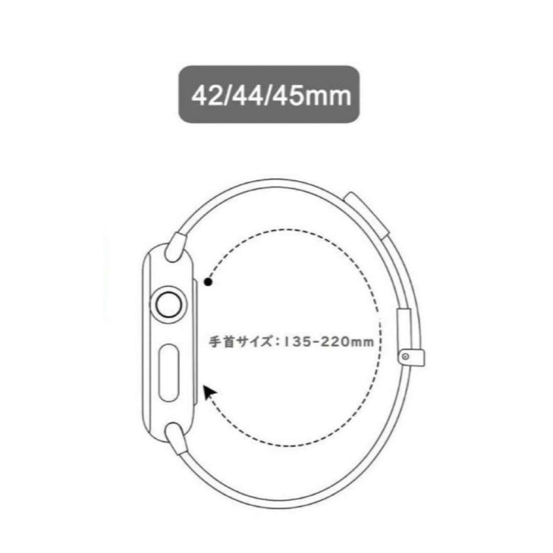 Apple Watch バンド 42/44/45mm シンプル　黒　ブラック メンズの時計(その他)の商品写真