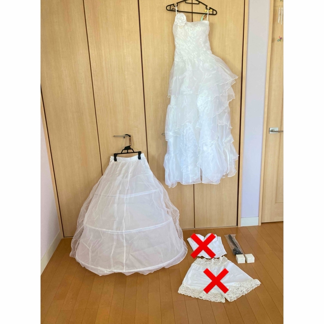 【結婚準備応援】ウェディングドレス　インナー　リングケージ　ケース　7点　セット レディースのフォーマル/ドレス(ウェディングドレス)の商品写真