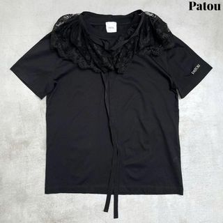 パトゥ(PATOU)の【美品】Patou パトゥ レース 付け襟 半袖 カットソー Tシャツ ロゴ(Tシャツ(半袖/袖なし))