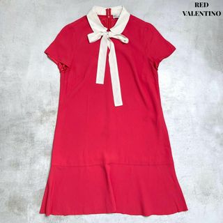 レッドヴァレンティノ(RED VALENTINO)の【美品】RED VALENTINO ヴァレンティノ 丸襟 ボウタイ ワンピース(ミニワンピース)