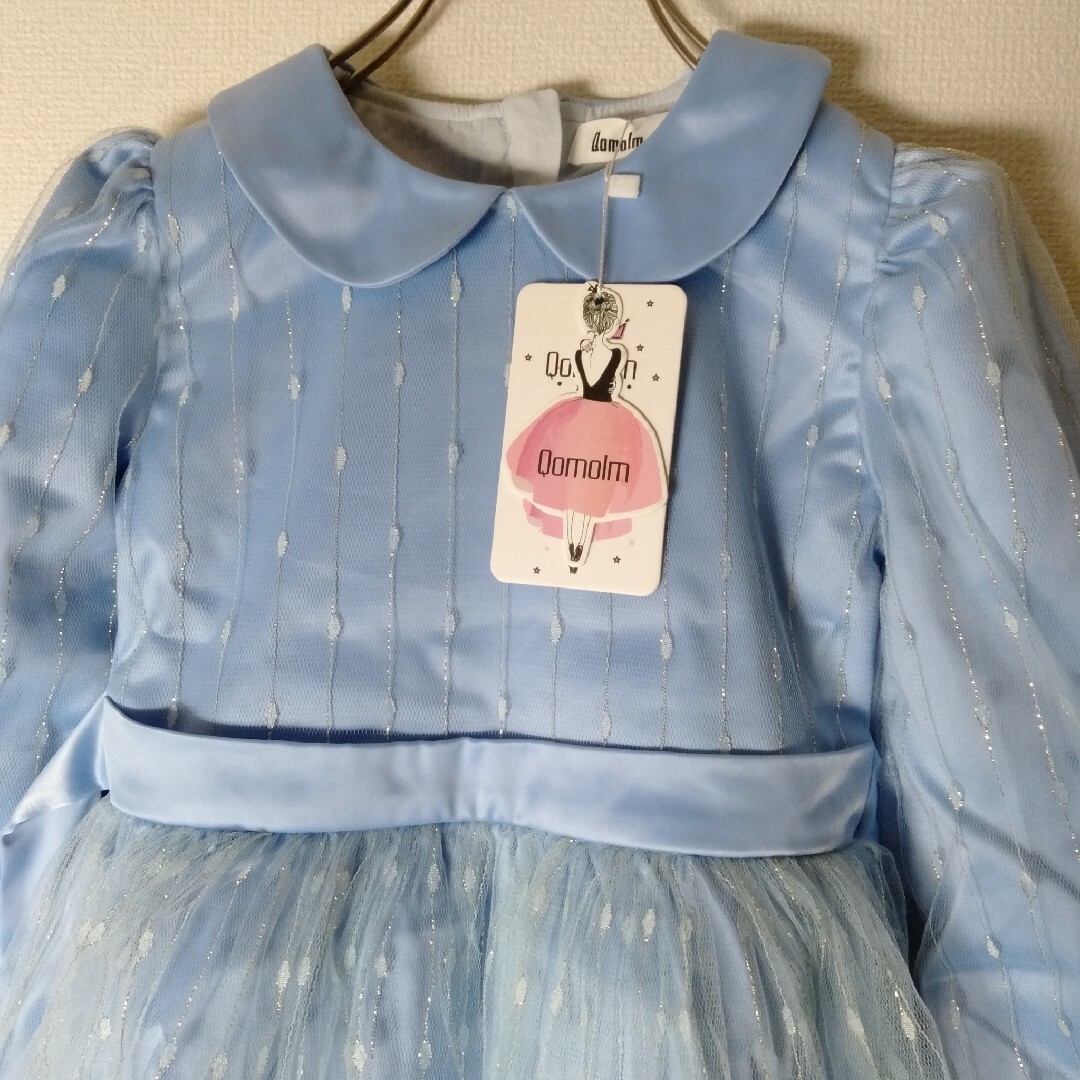 【未使用 Qomolm 子供ドレス 保管用カバー付き A724 キッズ/ベビー/マタニティのキッズ服女の子用(90cm~)(ドレス/フォーマル)の商品写真