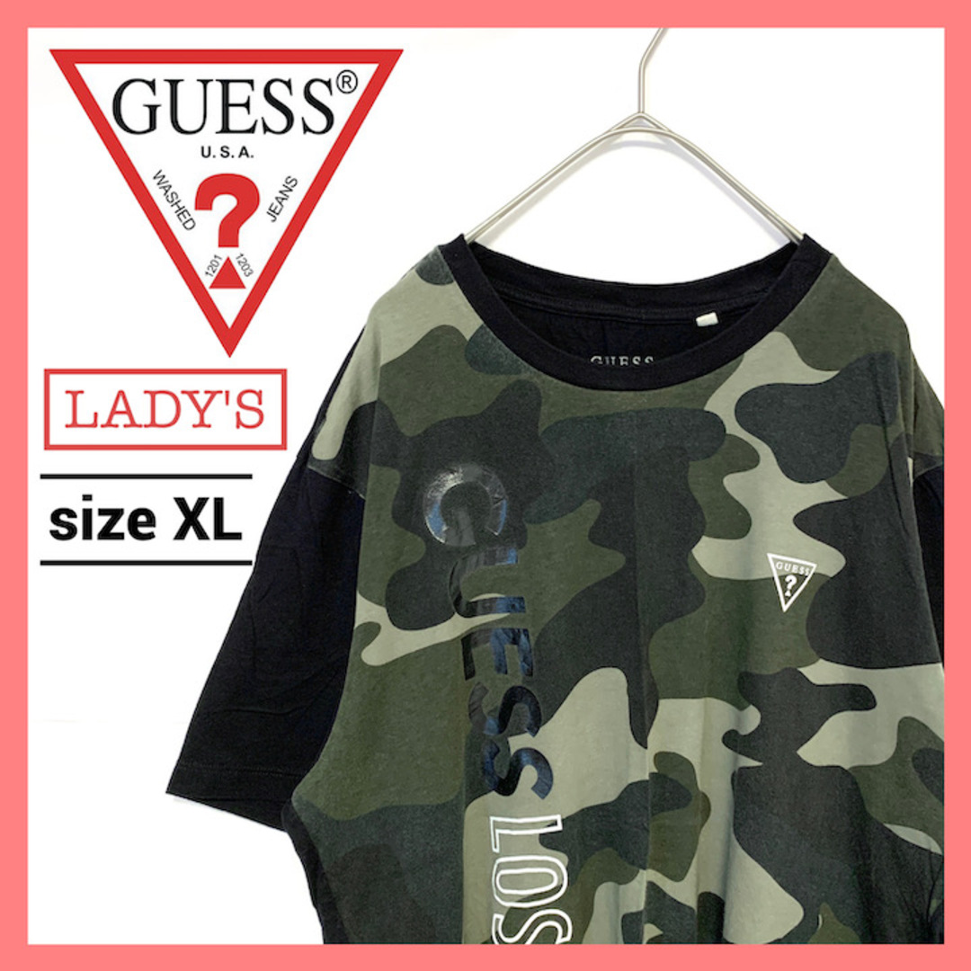 GUESS(ゲス)の90s 古着 ゲス Tシャツ ロサンゼルス 迷彩 ゆるダボ レディースXL  メンズのトップス(Tシャツ/カットソー(半袖/袖なし))の商品写真