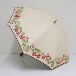シビラ(Sybilla)の日傘 晴雨兼用 Sybilla シビラ USED美品 ベージュ 花柄 フラワープリント かわいい UV ブランド 47cm  A0719(傘)