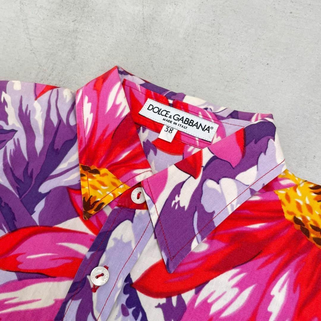【美品】DOLCE&GABBANA ドルチェアンドガッバーナ 花柄 半袖 シャツ レディースのトップス(シャツ/ブラウス(半袖/袖なし))の商品写真