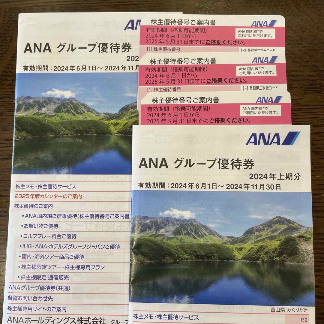 ANA(全日本空輸)(エーエヌエー(ゼンニッポンクウユ))のANA 株主優待券3枚　有効期限:2024年6月1日〜2025年5月31日 チケットの優待券/割引券(その他)の商品写真