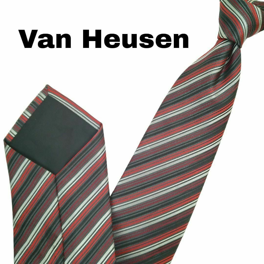 VAN HEUSEN ネクタイ レジメンタルストライプ ハンドメイド u59 メンズのファッション小物(ネクタイ)の商品写真