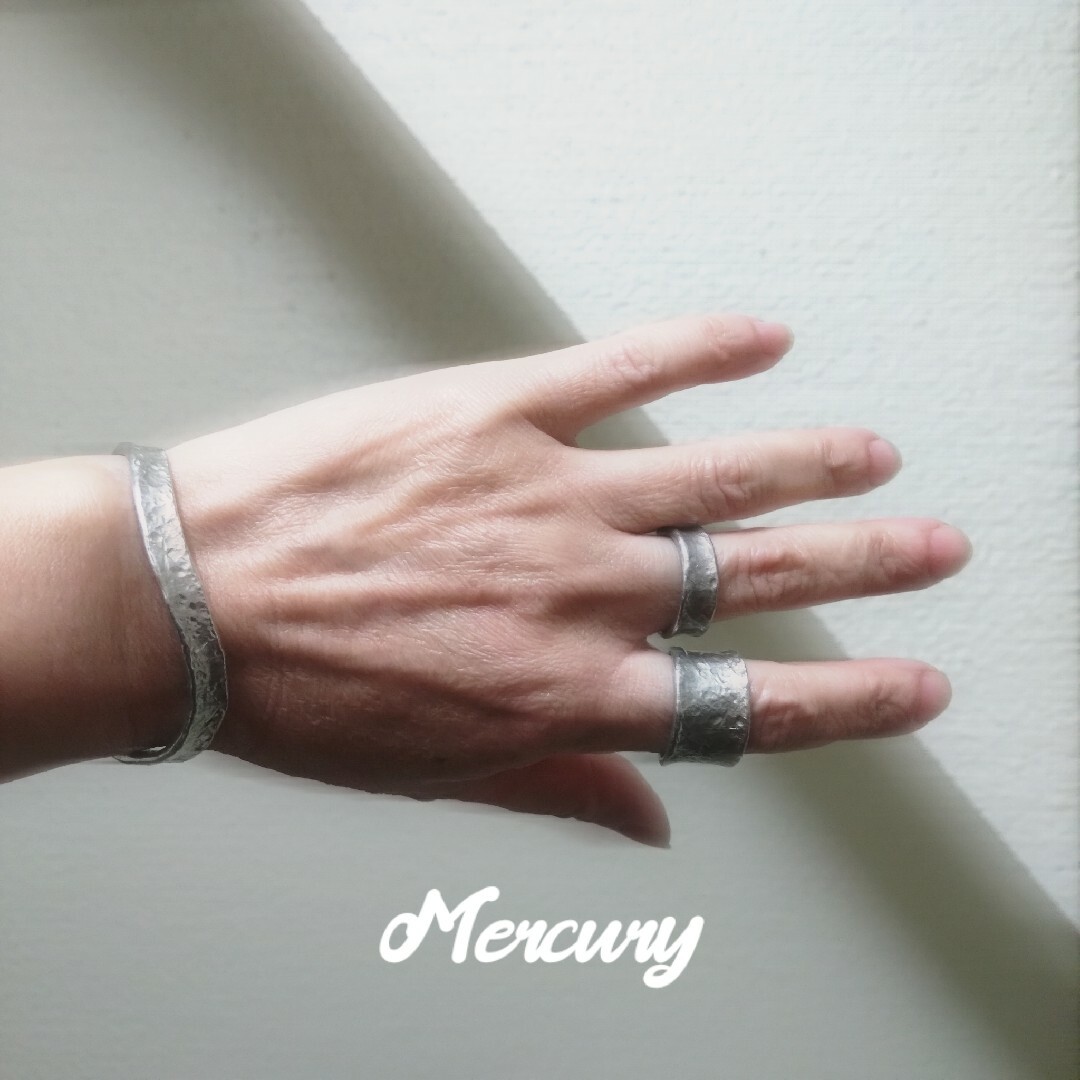 ☆錫リングMercury水星☆7mm幅☆ハンドメイド☆受注製作☆メンズレディース レディースのアクセサリー(リング(指輪))の商品写真