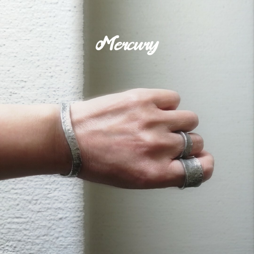 ☆錫リングMercury水星☆7mm幅☆ハンドメイド☆受注製作☆メンズレディース レディースのアクセサリー(リング(指輪))の商品写真