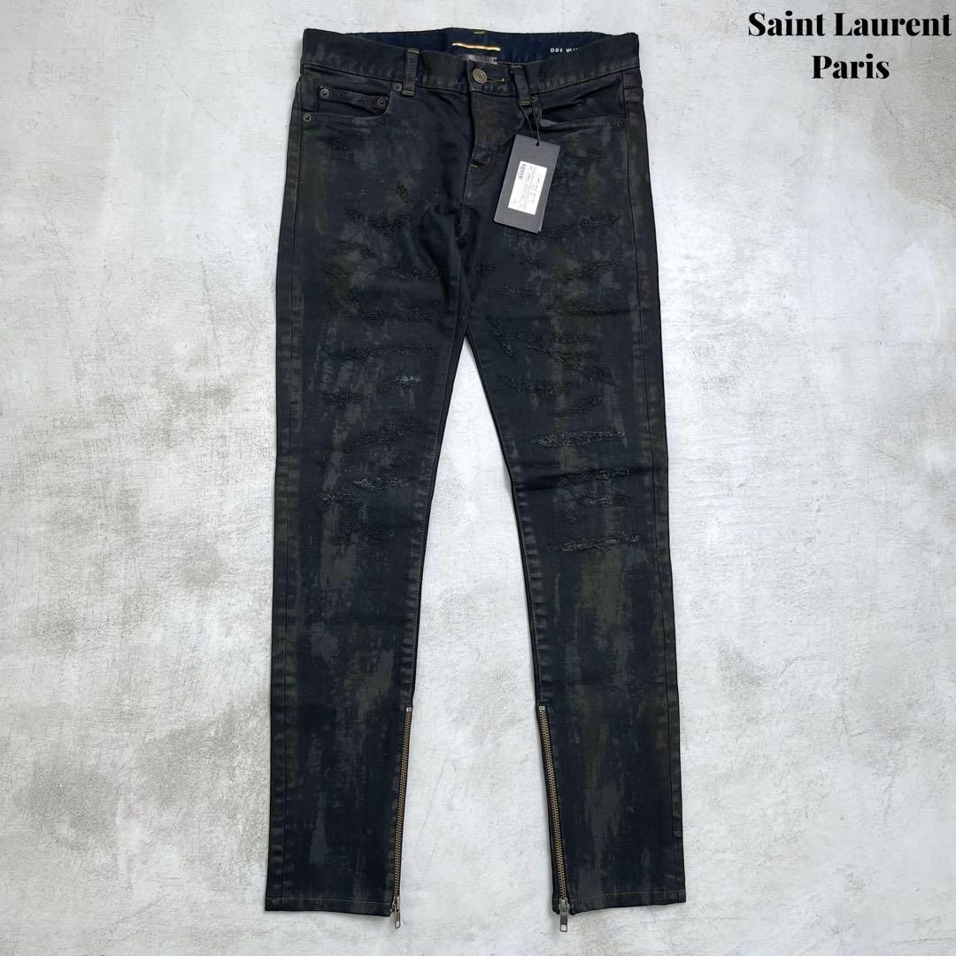 【新品】Saint Laurent Paris クラッシュ ジップ パンツ 26 メンズのパンツ(デニム/ジーンズ)の商品写真