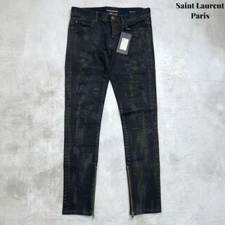 【新品】Saint Laurent Paris クラッシュ ジップ パンツ 26(デニム/ジーンズ)