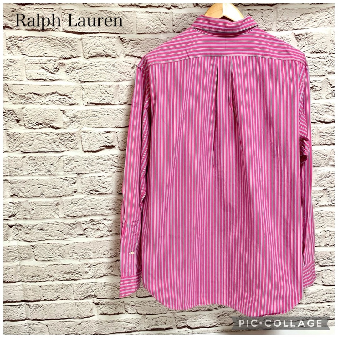 Ralph Lauren(ラルフローレン)の【極めて美品XL】ラルフローレンクラシックフィット　ピンクストライプ長袖シャツ メンズのトップス(シャツ)の商品写真