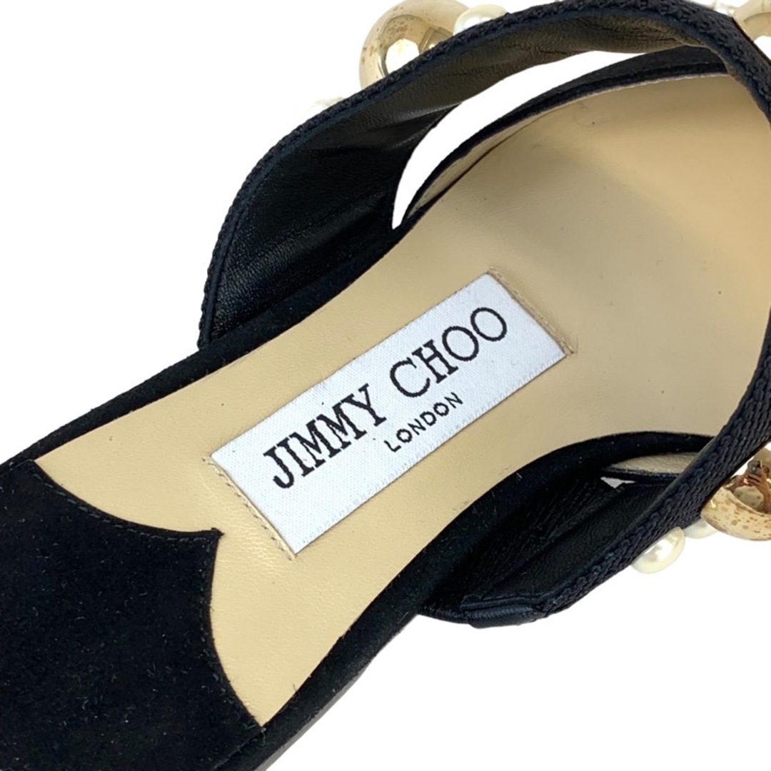 JIMMY CHOO(ジミーチュウ)のジミーチュウ JIMMY CHOO サンダル 靴 シューズ スエード ブラック ゴールド ミュール パンプス 丸スタッズ パール フラット レディースの靴/シューズ(サンダル)の商品写真