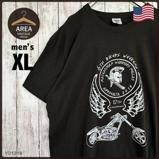 USA Tシャツ メンズ 半袖 古着 XLサイズ アメリカ ブラック 黒(Tシャツ/カットソー(半袖/袖なし))