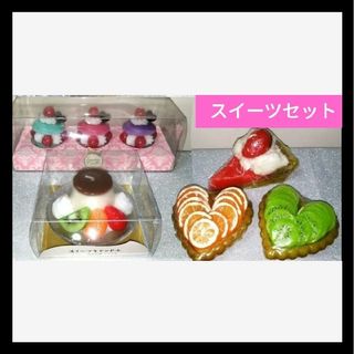 コメ必須★食品サンプル キャンドル ローソク マカロン プリン ケーキ セット(置物)