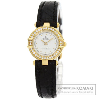 OMEGA - OMEGA コンステレーション ベゼルダイヤモンド 腕時計 K18YG 革 ダイヤモンド レディース