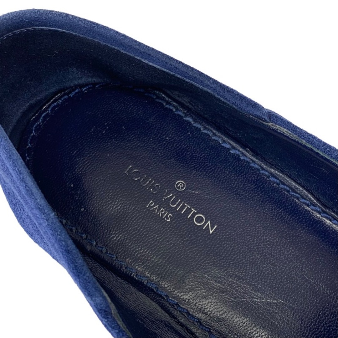 LOUIS VUITTON(ルイヴィトン)のルイヴィトン LOUIS VUITTON ローファー 革靴 靴 シューズ スエード ネイビー シルバー フラットシューズ チェーン V金具 レディースの靴/シューズ(ローファー/革靴)の商品写真
