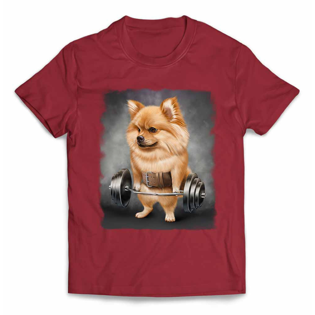 オレンジ ポメラニアン いぬ 犬 筋トレ Tシャツ メンズ レディース キッズ メンズのトップス(Tシャツ/カットソー(半袖/袖なし))の商品写真