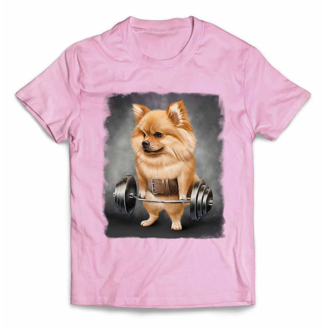 オレンジ ポメラニアン いぬ 犬 筋トレ Tシャツ メンズ レディース キッズ メンズのトップス(Tシャツ/カットソー(半袖/袖なし))の商品写真