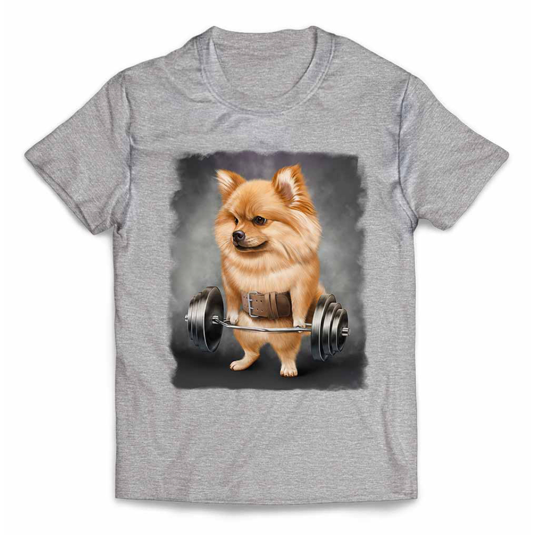 オレンジ ポメラニアン いぬ 犬 筋トレ Tシャツ メンズ レディース キッズ メンズのトップス(Tシャツ/カットソー(半袖/袖なし))の商品写真