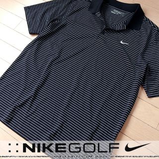 ナイキ(NIKE)の美品 XL ナイキゴルフ NIKE GOLF メンズ 半袖ポロシャツ ブラック(ウエア)