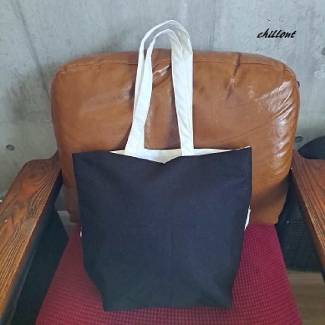 リボンバッグ：ブラック：コットン【0716】 レディースのバッグ(トートバッグ)の商品写真