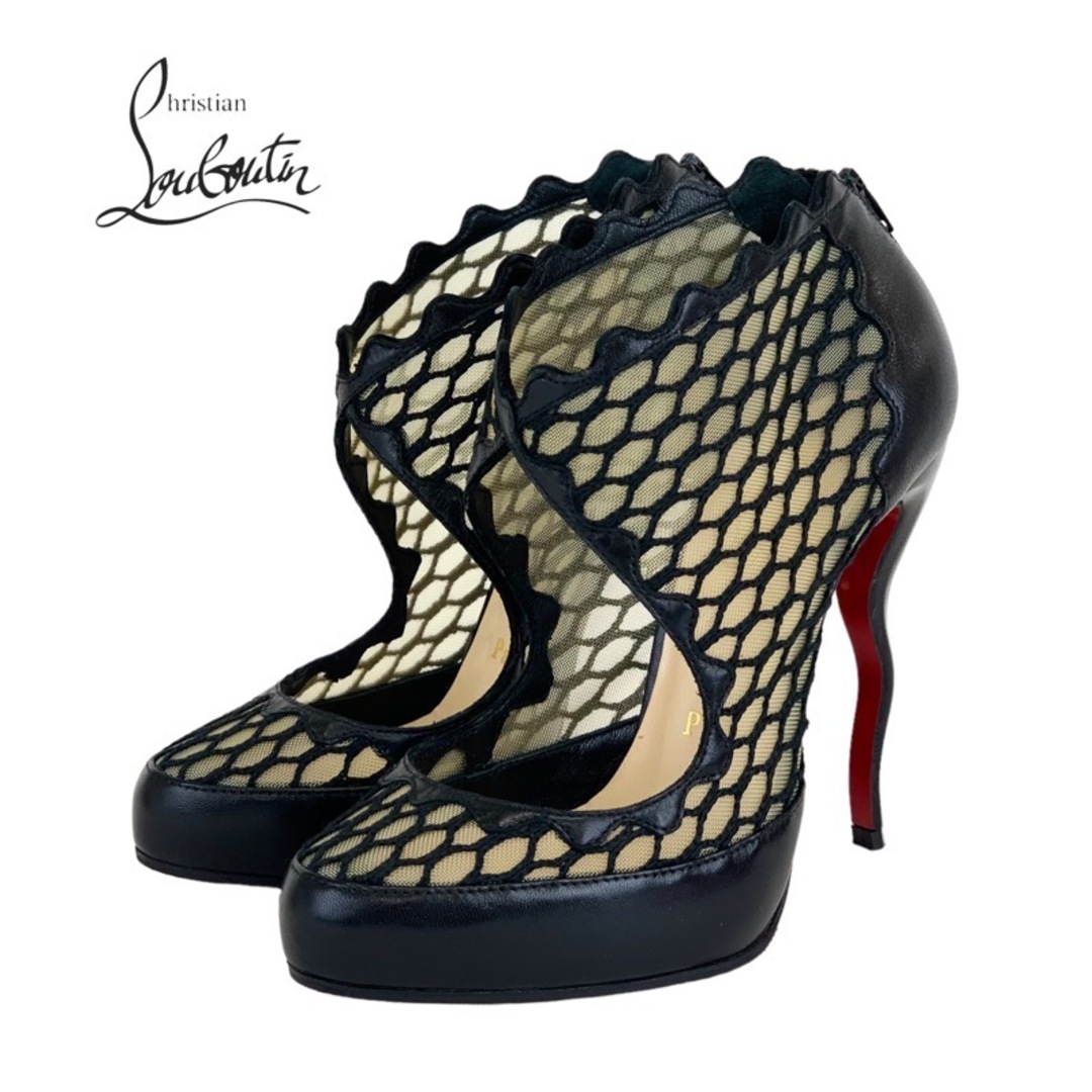 Christian Louboutin(クリスチャンルブタン)のクリスチャンルブタン Christian Louboutin ブーツ ショートブーツ 靴 シューズ レザー メッシュ ブラック ブーティ レディースの靴/シューズ(ブーティ)の商品写真