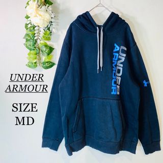 UNDER ARMOUR - UNDER ARMOUR　ポケット付きパーカー　ロゴプリント　ブラック　MD