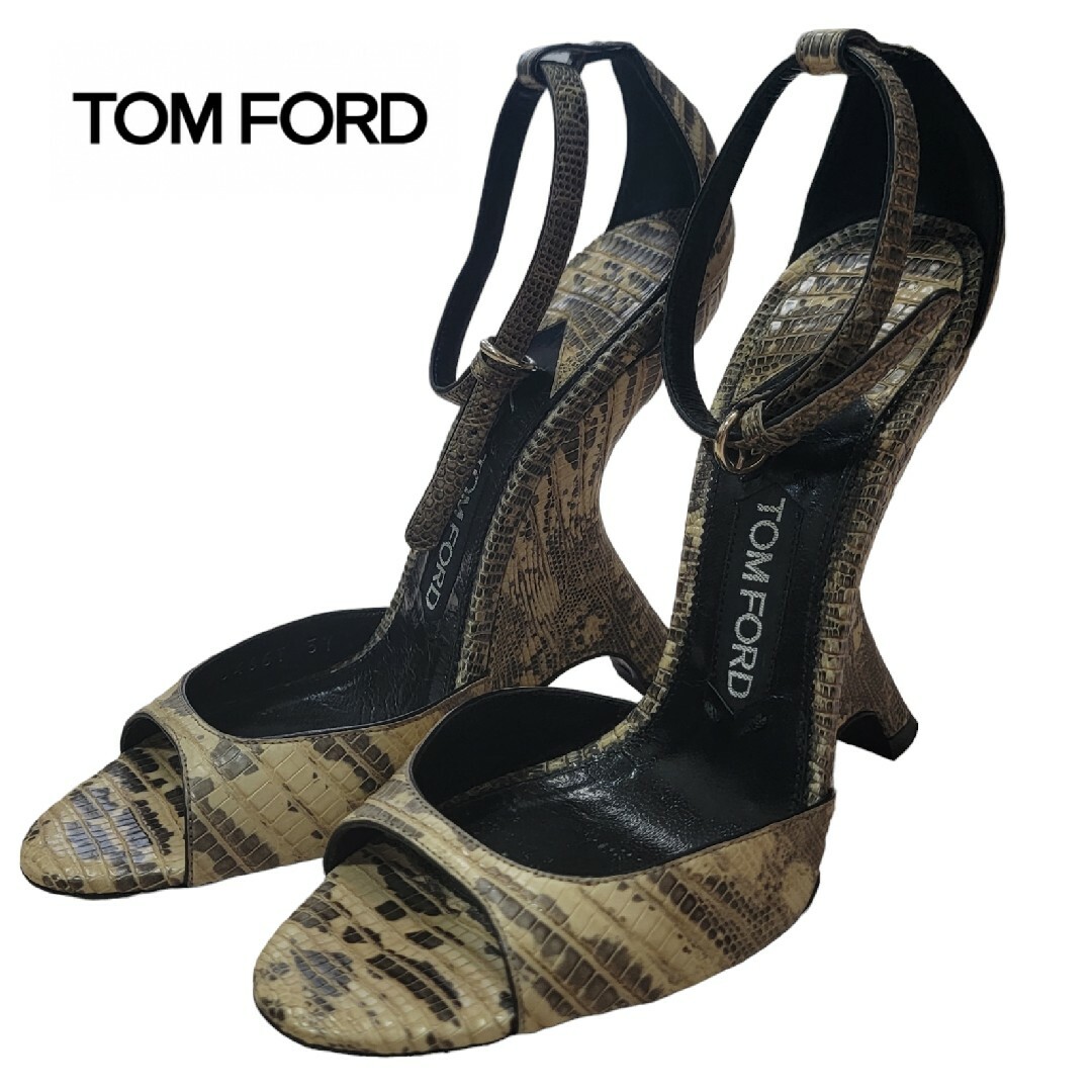 TOM FORD(トムフォード)の【国内参考定価約28万円】トムフォード TOM FORD 蛇革 ヒールサンダル レディースの靴/シューズ(サンダル)の商品写真