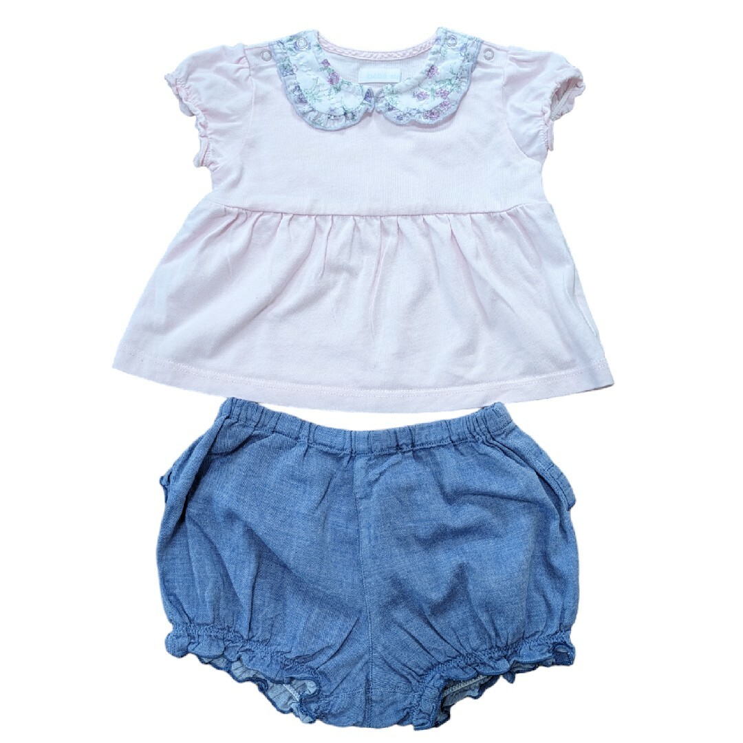 BeBe(ベベ)のbebe ベビー服　70 80 ピンク　夏服　デニム キッズ/ベビー/マタニティのベビー服(~85cm)(Ｔシャツ)の商品写真