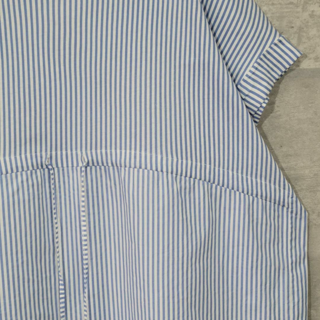 ZARA(ザラ)のZARA ザラ 半袖 ストライプ ウエスト紐 ギャザー ブラウス ブルー M レディースのトップス(シャツ/ブラウス(半袖/袖なし))の商品写真