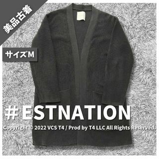 エストネーション(ESTNATION)のESTNATION　ニットカーデ　黒　コットン　Mサイズ　ロング ✓3169(カーディガン)