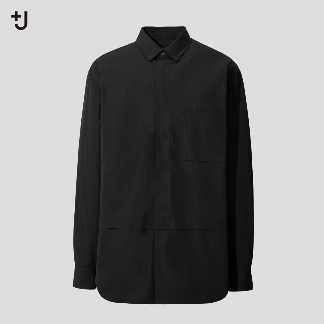 UNIQLO(ユニクロ)の【新品タグ付】UNIQLOスーピマコットンオーバーサイズシャツ　黒　Sサイズ メンズのトップス(シャツ)の商品写真