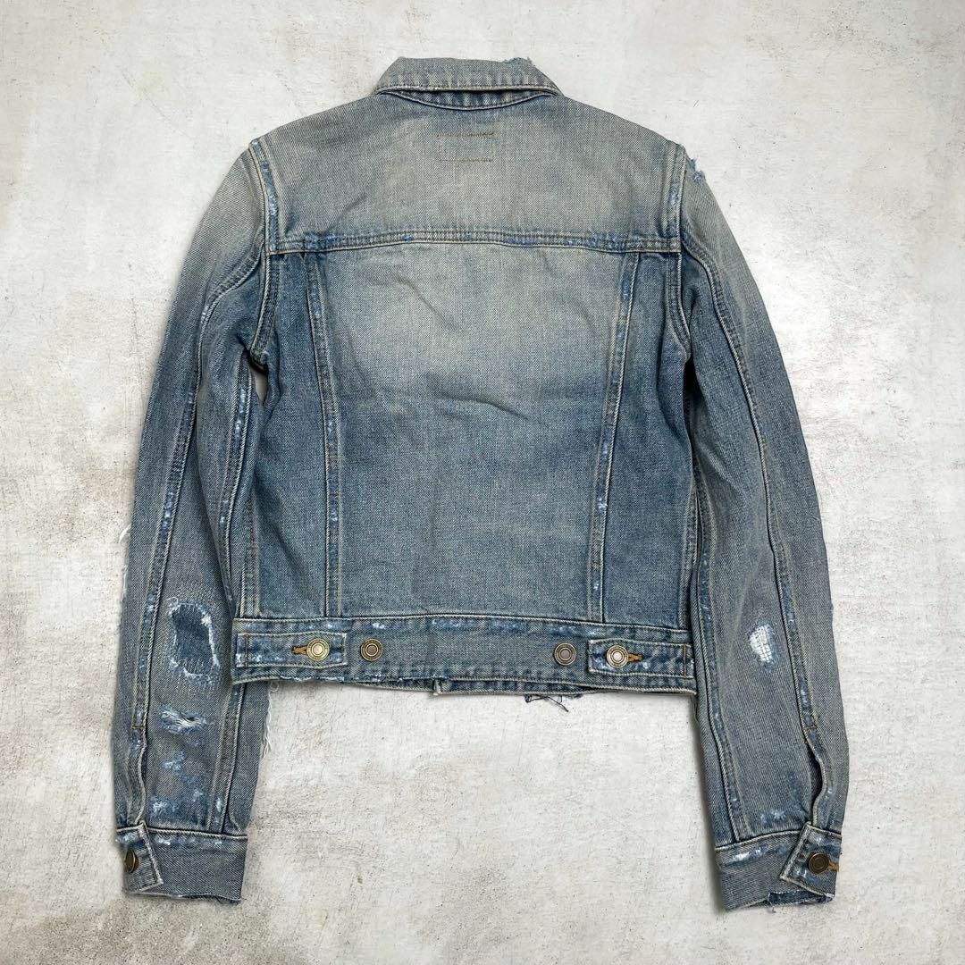 【新品】Saint Laurent デストロイ ダメージ デニム ジャケット レディースのジャケット/アウター(Gジャン/デニムジャケット)の商品写真