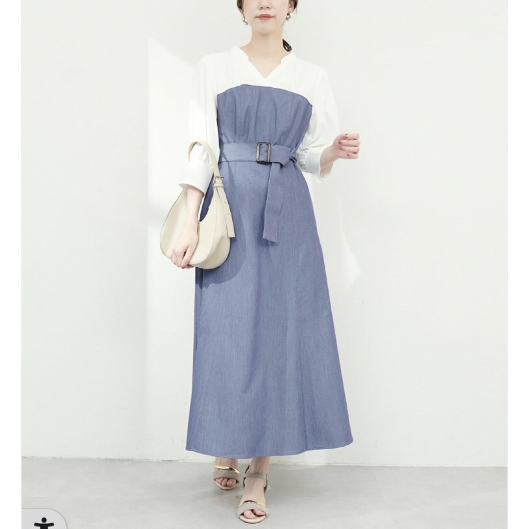 natural couture(ナチュラルクチュール)のnatural couture♦︎(WEB限定)ドッキングシャツワンピース レディースのワンピース(ロングワンピース/マキシワンピース)の商品写真