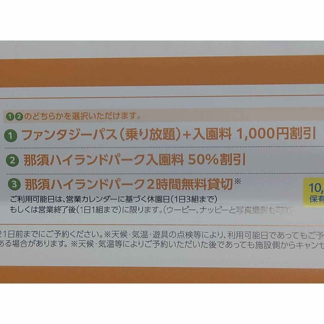 【らんらんさま専用】日本駐車場開発 那須ハイランドパーク株主優待割引券 チケットの優待券/割引券(その他)の商品写真