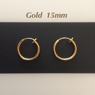 即購入OK‼︎☆送料込☆ゴールド15mm☆フェイクピアス☆2個1ペア☆男女兼用(ピアス(両耳用))