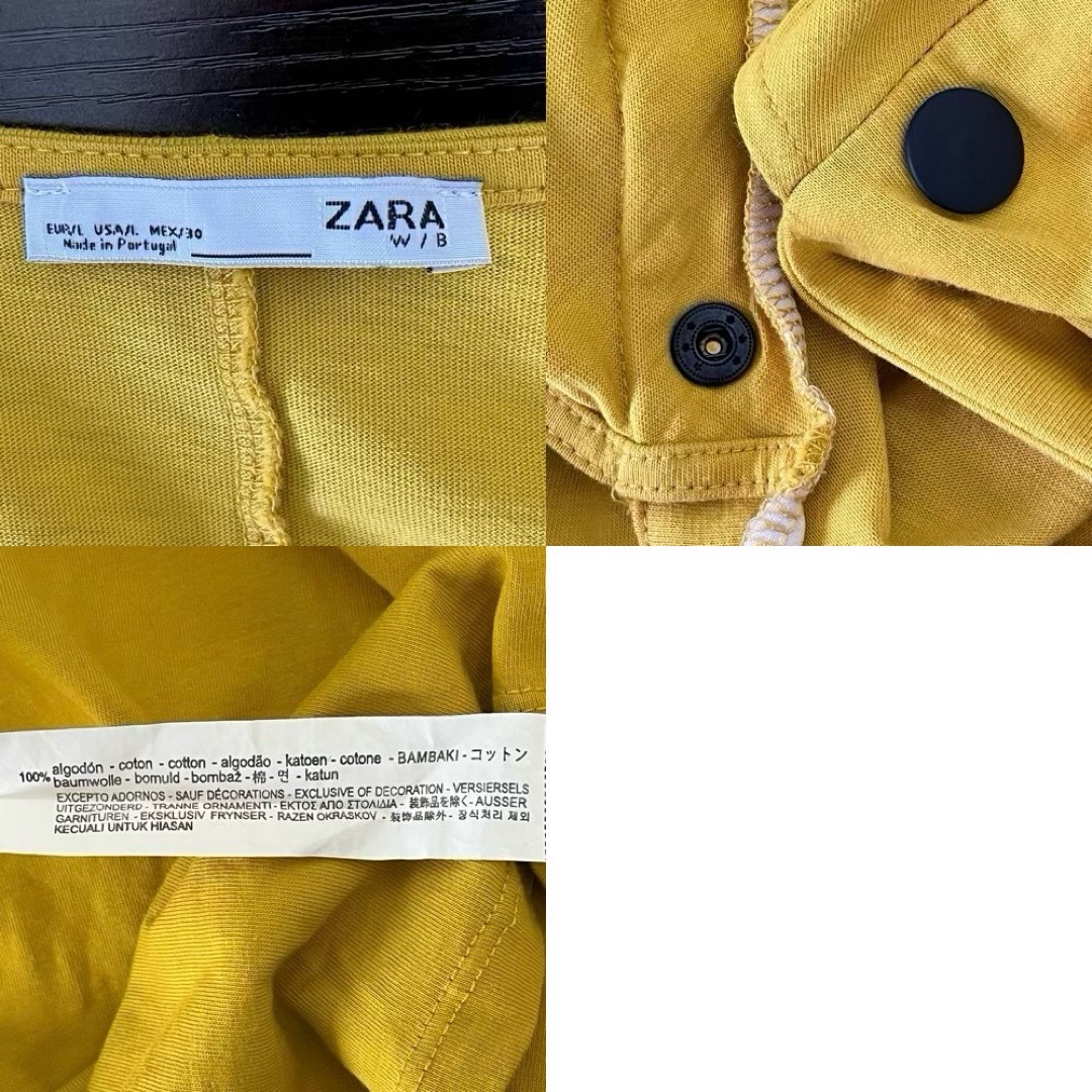 ZARA(ザラ)のZARA ザラ 半袖 スクエアネックTシャツ イエロー コットン  レディースのトップス(Tシャツ(半袖/袖なし))の商品写真