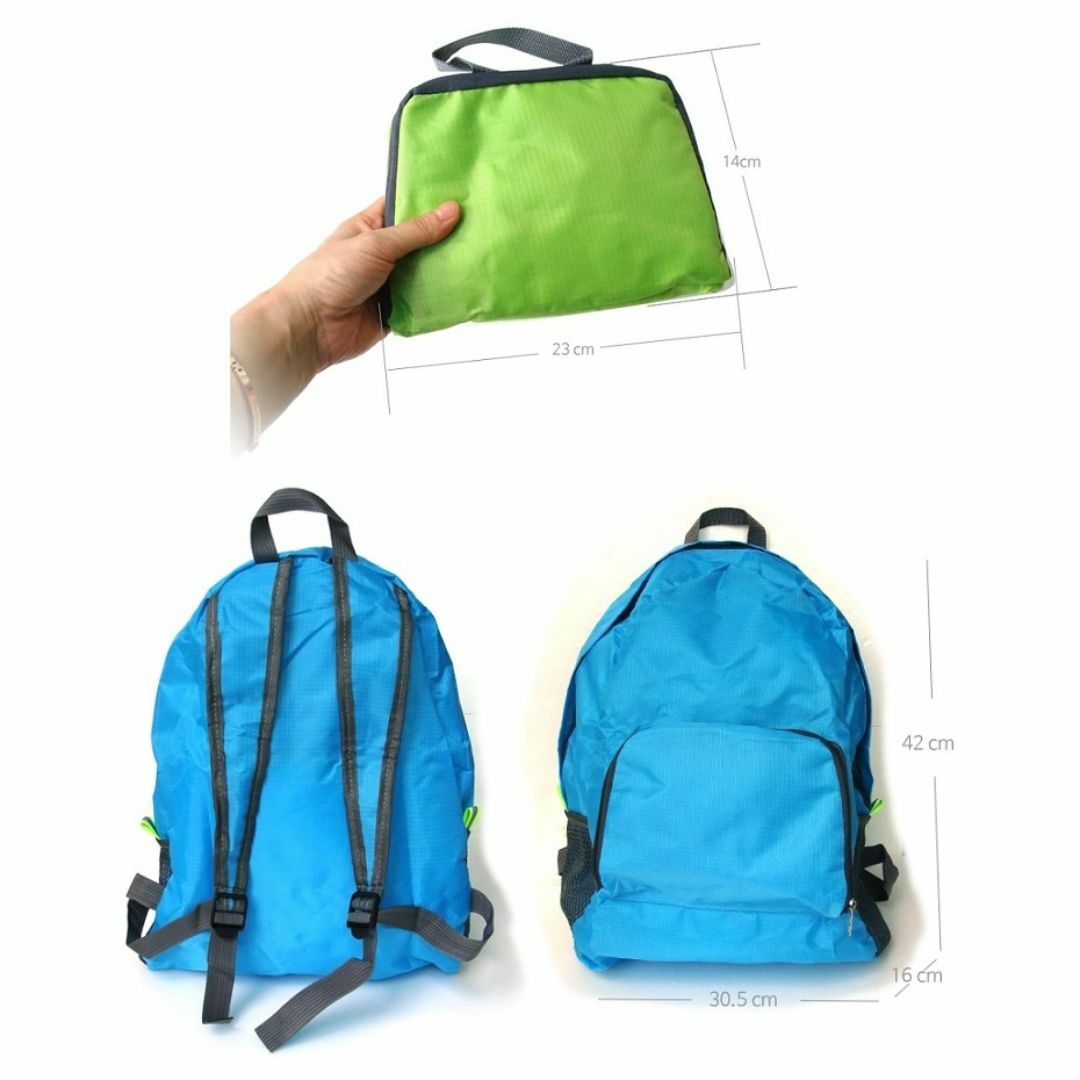 グリーン色 折りたたみ リュック バックパック リュックサック 折り畳み 旅行 レディースのバッグ(リュック/バックパック)の商品写真