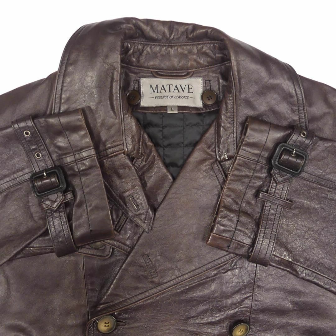 MATAVE マタヴェ トレンチコート 本革 L 茶 ライナー TJ997 メンズのジャケット/アウター(トレンチコート)の商品写真