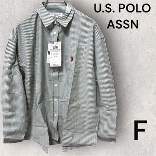 ユーエスポロアッスン(U.S. POLO ASSN.)の★新品★U.S. POLO ASSN グリーンストライプ　シャツ　Fサイズ(シャツ/ブラウス(長袖/七分))