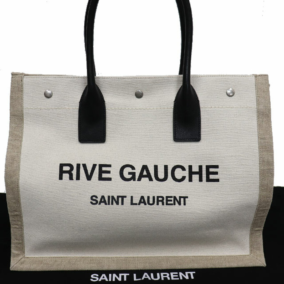 Saint Laurent(サンローラン)の（美品）サンローラン SAINT LAURENT YSL リヴ ゴーシュ トート バッグ スモール 617481 コットンリネン × レザー ベージュ 8073 レディースのバッグ(トートバッグ)の商品写真