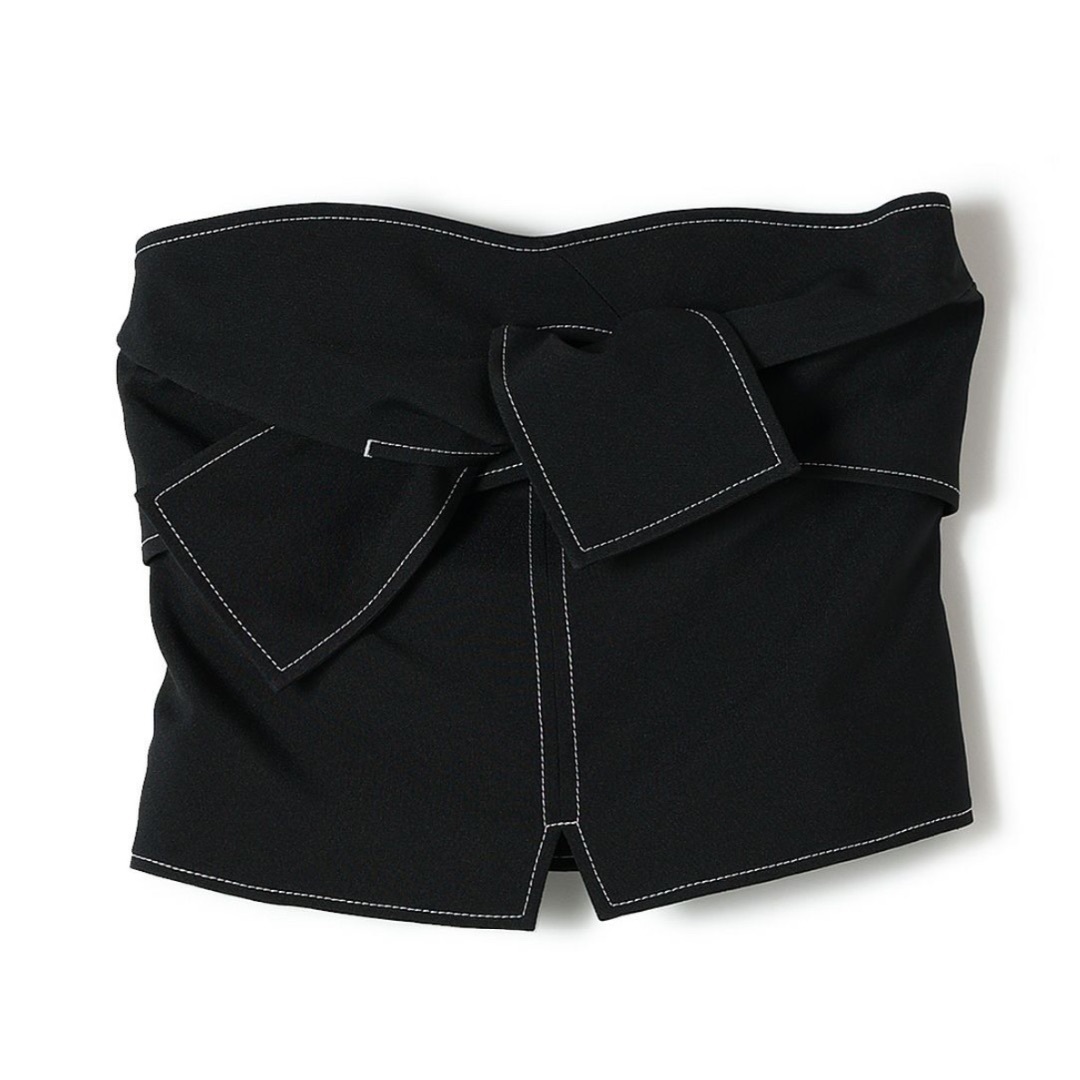 ベアトップ/チューブトップ HYKE - HYKE WHITE STITCH STRAPLESS TOP