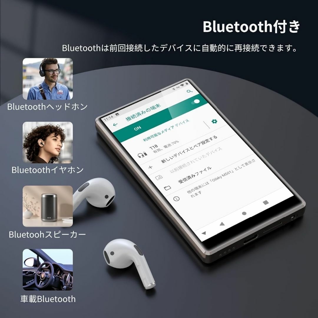 Android9 4.7インチ MP3プレーヤー Bluetooth WiFi スマホ/家電/カメラのオーディオ機器(ポータブルプレーヤー)の商品写真