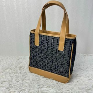 バレンシアガ(Balenciaga)の【美品】バレンシアガ　ハンドバッグ　レザー　キャンバス　ブルー　BBロゴ(ハンドバッグ)