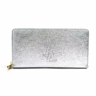 イヴ サンローラン YVES SAINT LAURENT ラウンドファスナー長財布 レザー シルバー ゴールド ユニセックス 送料無料【中古】 e58654f